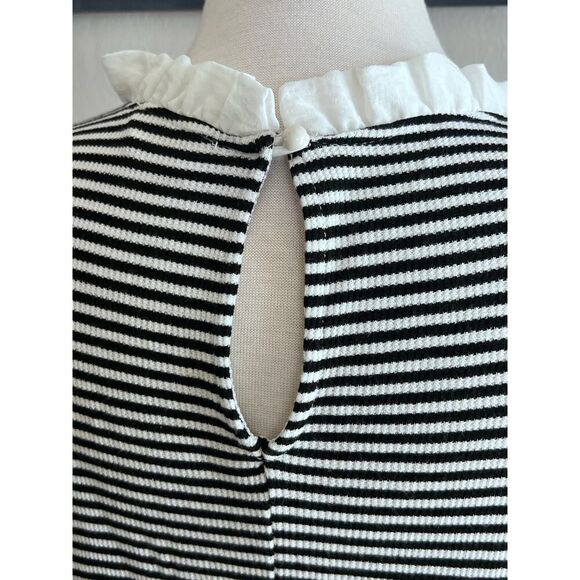 Altar'd State Small Black Striped Ruffled Long Sleeve Tunic Knit Top - Picture 4 of 6